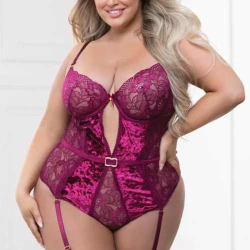 Seven Till Midnight Plus Size Jewel Tone Velvet Teddy