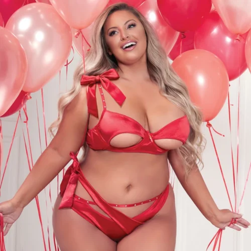 Seven Till Midnight Plus Size Simply Satin Bra Set