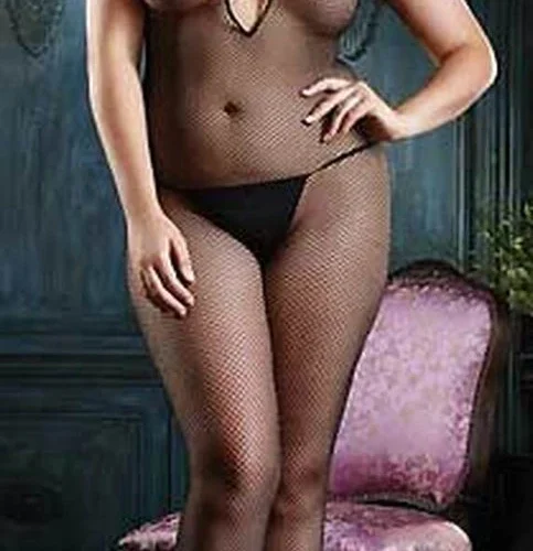 Leg Avenue Plus Size Criss Cross Fishnet Bodystocking