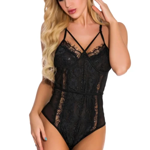 3WISHES Lingerie Sultry Strappy Teddy