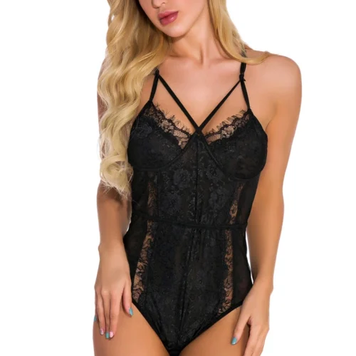 3WISHES Lingerie Sultry Strappy Teddy