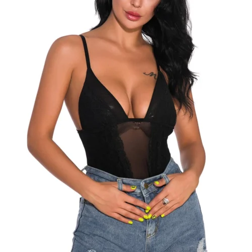 3WISHES Teddy Lingerie Geo Mesh Teddy
