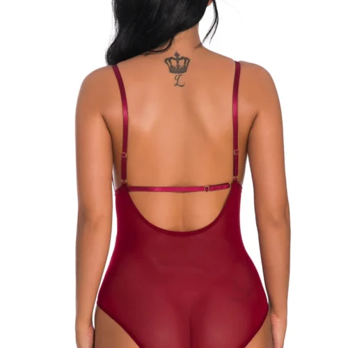 3WISHES Teddy Lingerie Geo Mesh Teddy