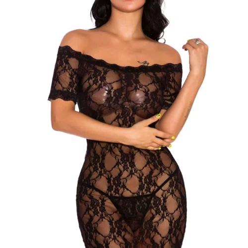 3WISHES Lace Off The Shoulder Chemise Lingerie
