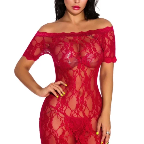 3WISHES Lace Off The Shoulder Chemise Lingerie