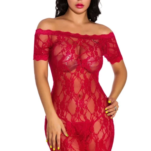 3WISHES Lace Off The Shoulder Chemise Lingerie