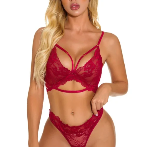3WISHES Lacy Cage Bra Set