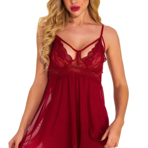 3WISHES Sultry Strappy Bust Babydoll Babydoll Lingerie
