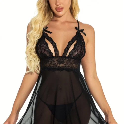3WISHES Lacy Cage Babydoll Babydoll Lingerie