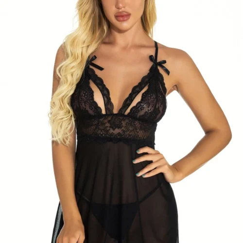 3WISHES Lacy Cage Babydoll Babydoll Lingerie