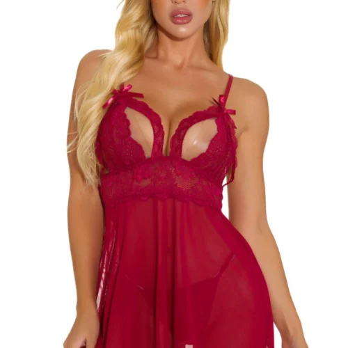 3WISHES Lacy Cage Babydoll Babydoll Lingerie