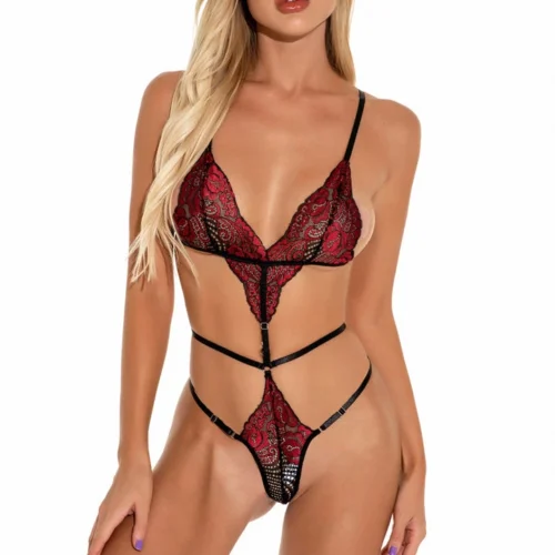 3WISHES Lingerie Skimpy Lace Teddy