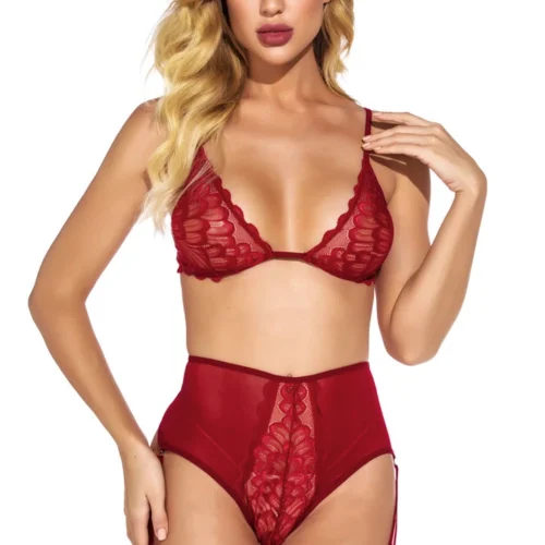 3WISHES Fine Feather Mesh Bra Set Lingerie