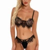 3WISHES Lingerie Elegant Eyelash Lace Bra Set