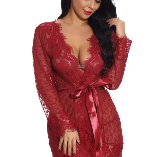 3WISHES Lovely Lace Robe Sleepwear