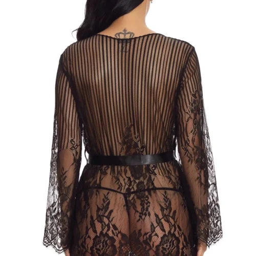 3WISHES Floral And Stripes Robe Lingerie