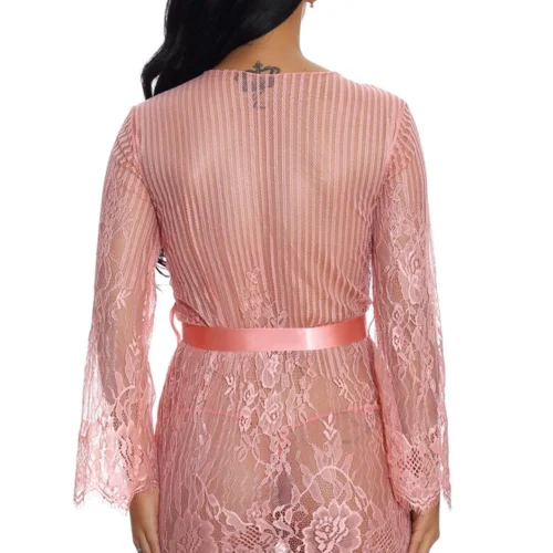 3WISHES Floral And Stripes Robe Lingerie