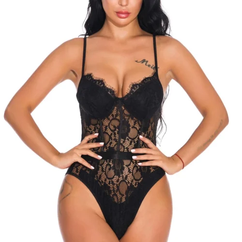 3WISHES Belted Lace Teddy