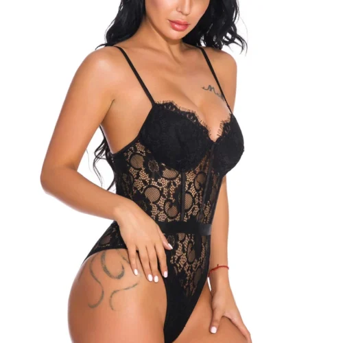 3WISHES Belted Lace Teddy