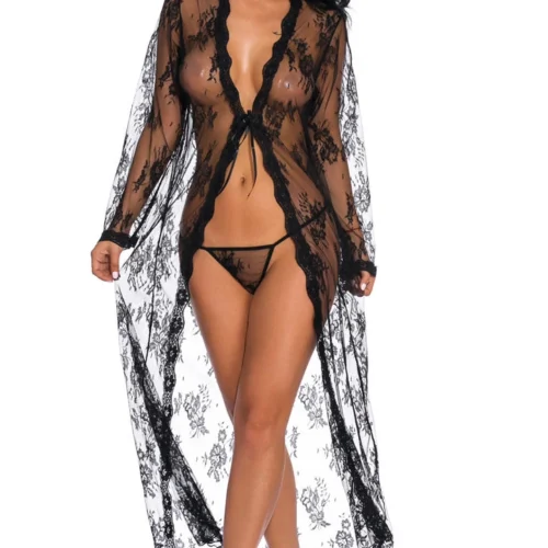 3WISHES Long Lace Flyaway Robe