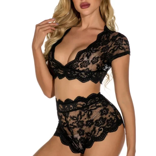 3WISHES Cap Sleeve Bralette Set Lingerie