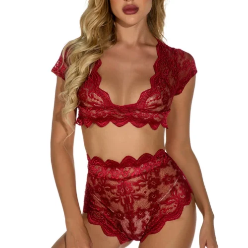 3WISHES Cap Sleeve Bralette Set Lingerie