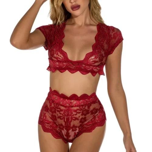 3WISHES Cap Sleeve Bralette Set Lingerie