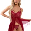 3WISHES Lingerie Mesh And Lace Flutter Babydoll
