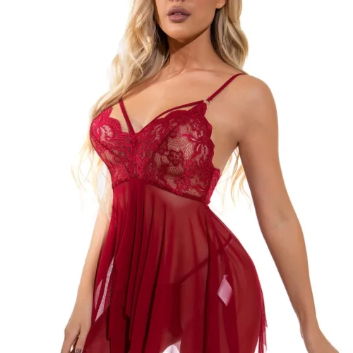 3WISHES Lingerie Mesh And Lace Flutter Babydoll 7 3WISHES Lingerie Mesh And Lace Flutter Babydoll