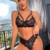 3WISHES Geo Lace Bra And Panty Set