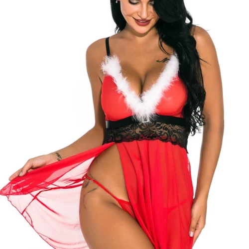 3WISHES Sleigh It Babydoll Lingerie