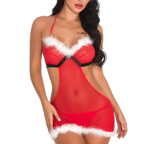 3WISHES Mistletoe Mistress Chemise Lingerie