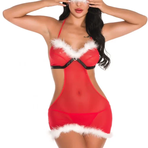 3WISHES Mistletoe Mistress Chemise Lingerie