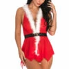 3WISHES Hooded Santa Lingerie Babydoll Babydoll Lingerie