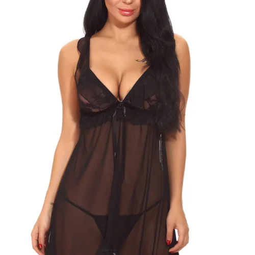 3WISHES Lingerie Ruffled Mesh Babydoll