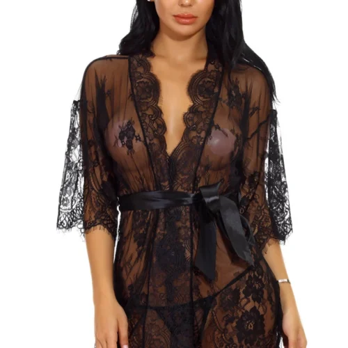 3WISHES Eyelash Lace And Mesh Robe 12 3WISHES Eyelash Lace And Mesh Robe