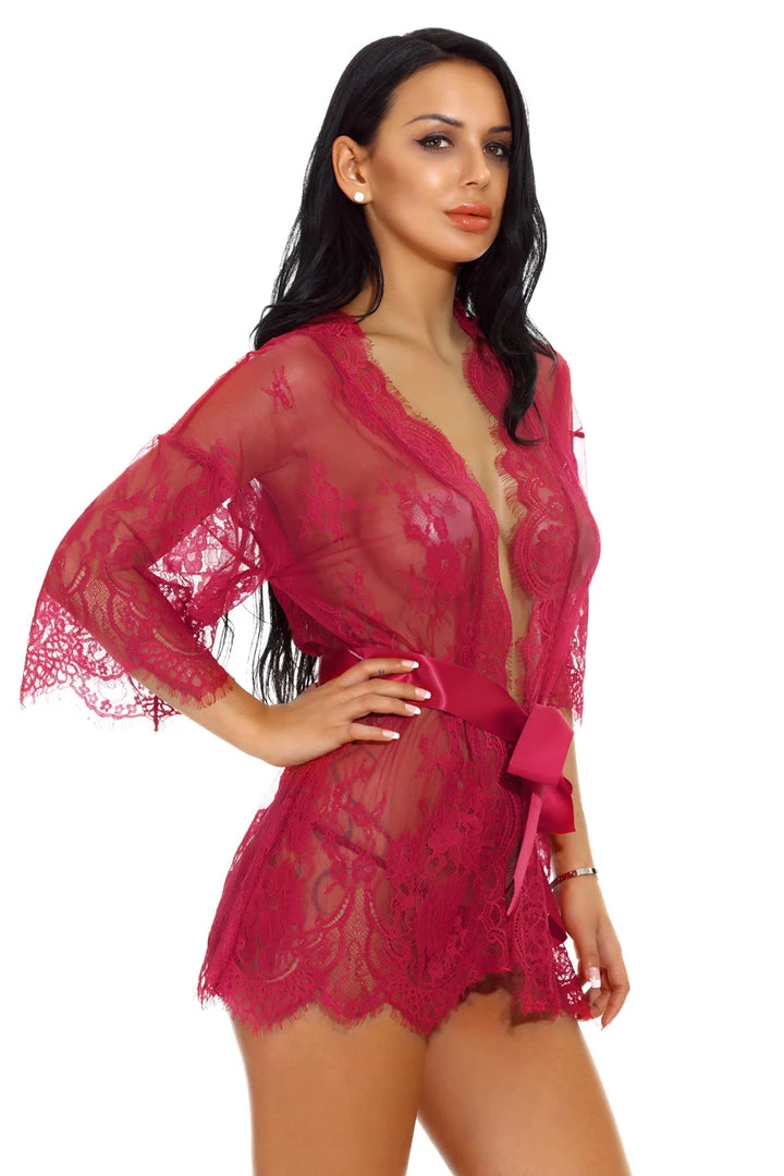 3WISHES Eyelash Lace And Mesh Robe 4 3WISHES Eyelash Lace And Mesh Robe