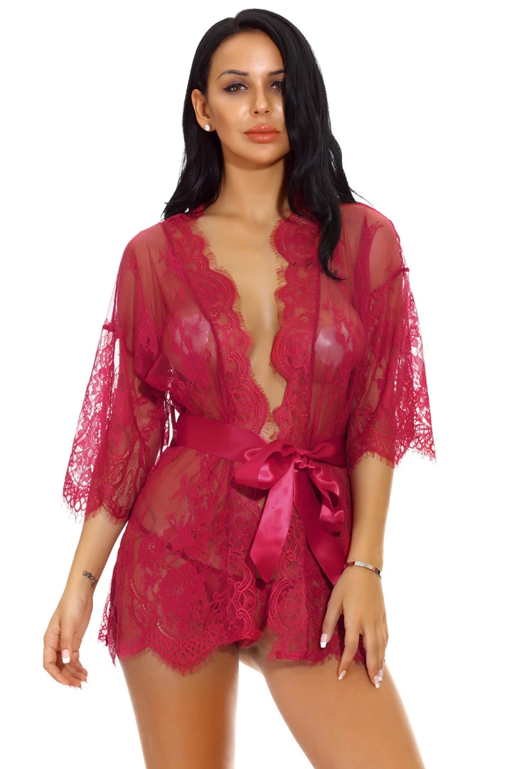 3WISHES Eyelash Lace And Mesh Robe 5 3WISHES Eyelash Lace And Mesh Robe
