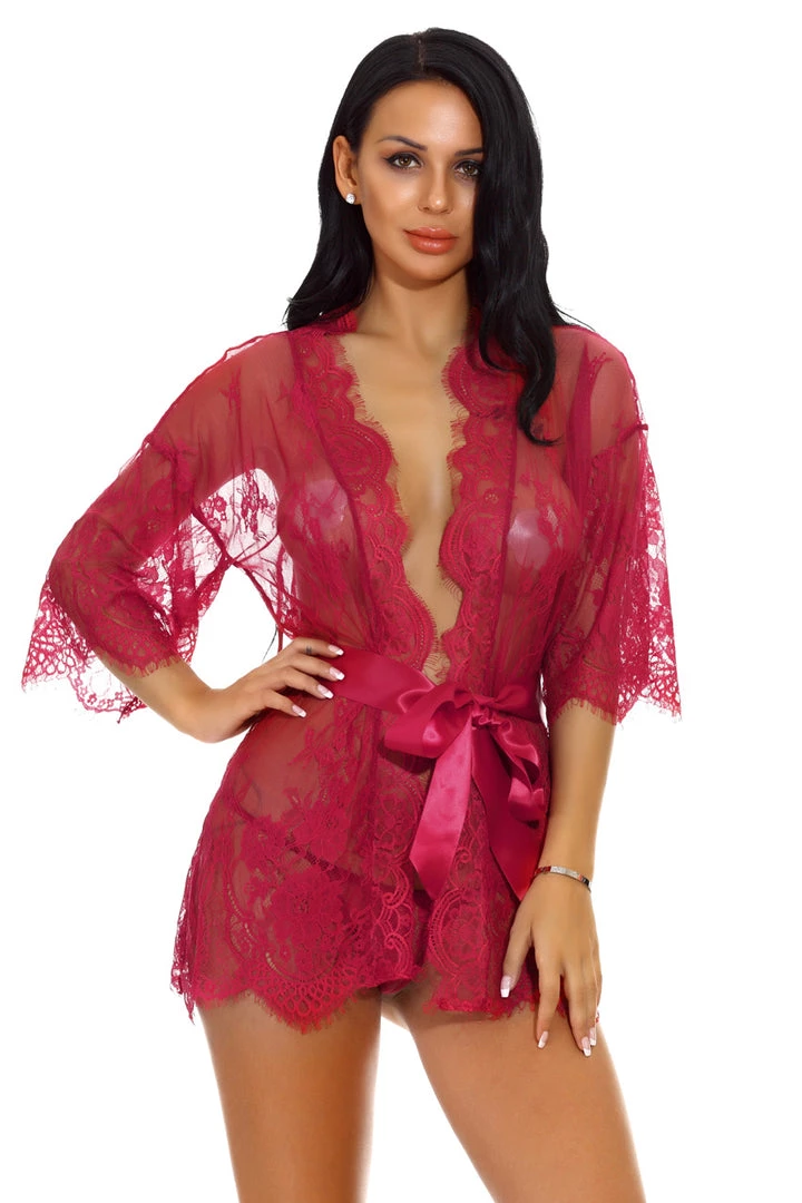 3WISHES Eyelash Lace And Mesh Robe 6 3WISHES Eyelash Lace And Mesh Robe