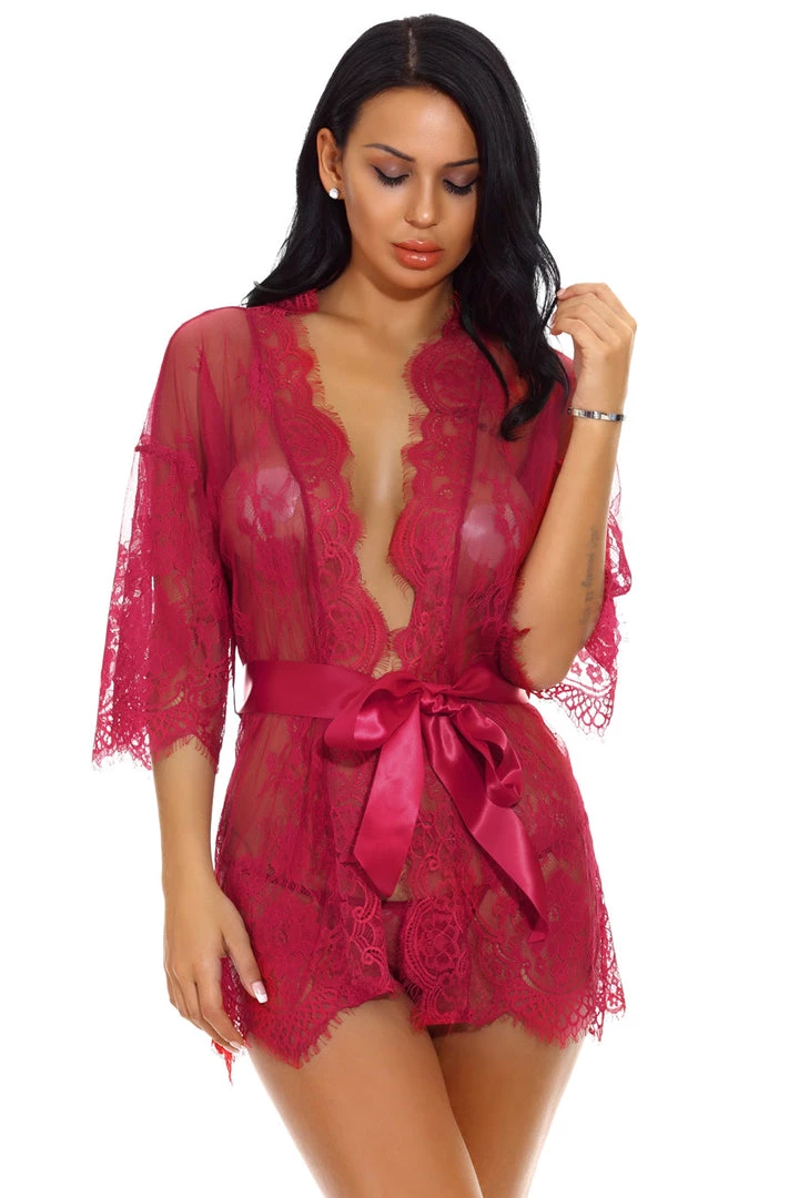 3WISHES Eyelash Lace And Mesh Robe 7 3WISHES Eyelash Lace And Mesh Robe