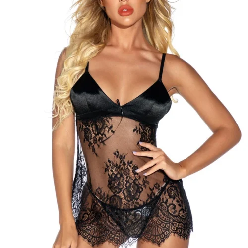 3WISHES Lustful Lace Babydoll Lingerie