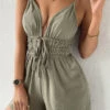 3Wishes Khaki Green Romper Tops