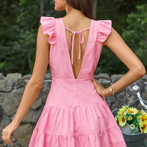 3WISHES Clothing Pretty In Pink Ruffled Dress