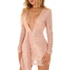 3Wishes Long Sleeve Glitter Wrap Dress
